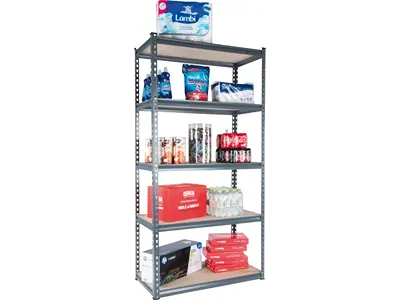 Shelf system in steel with 5 shelves