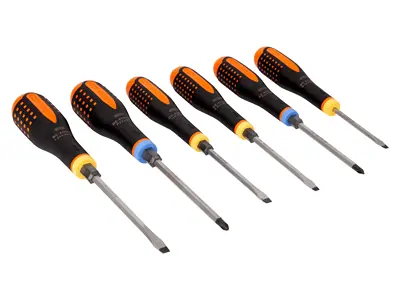 BAHCO ERGO SCREWDRIVER KIT 6 PARTS STRAIGHT / PZ IMPACT RESISTANCE