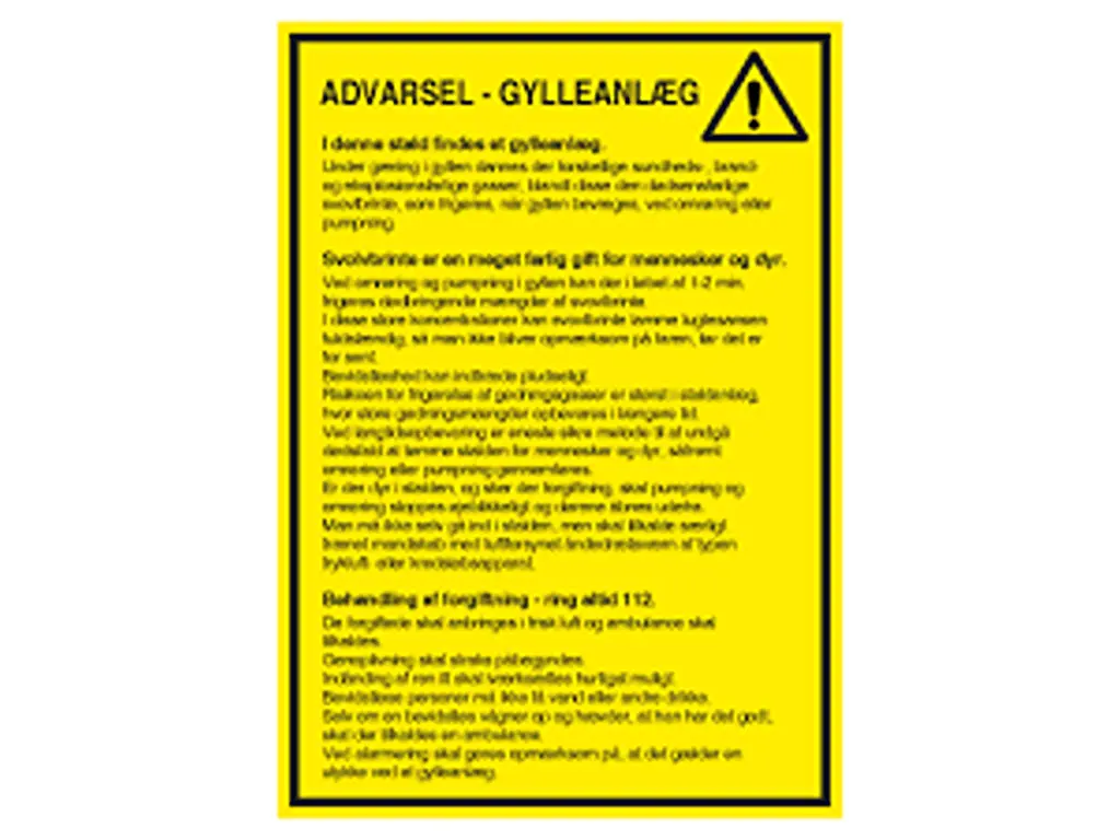 Advarsel - Gylleanlæg A3