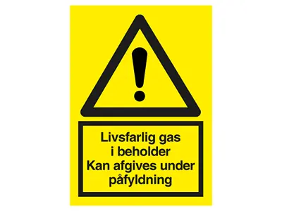 Dangerous gas in container A4 sign