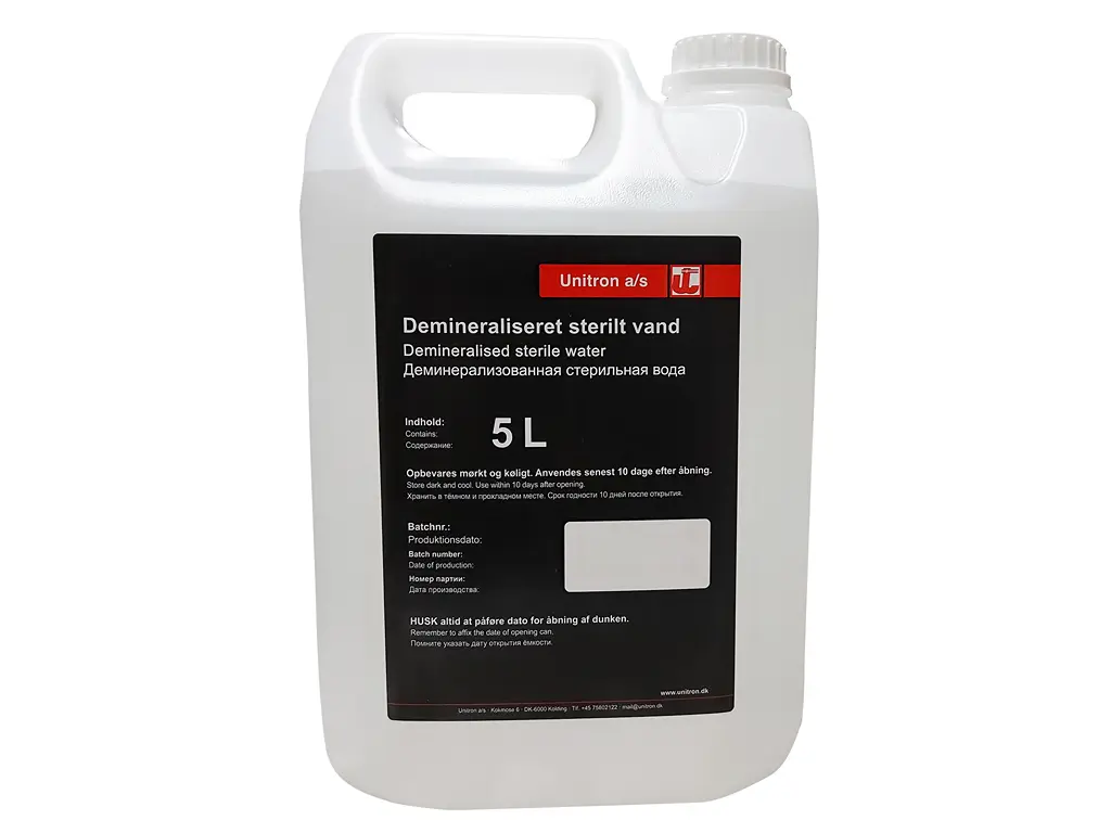 Demineraliseret sterilt vand 5 ltr.