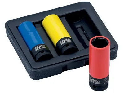 Impact wheel socket set 17, 19 and 21 mm