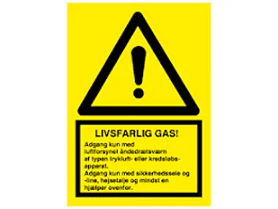 Dangerous gas A4 sign